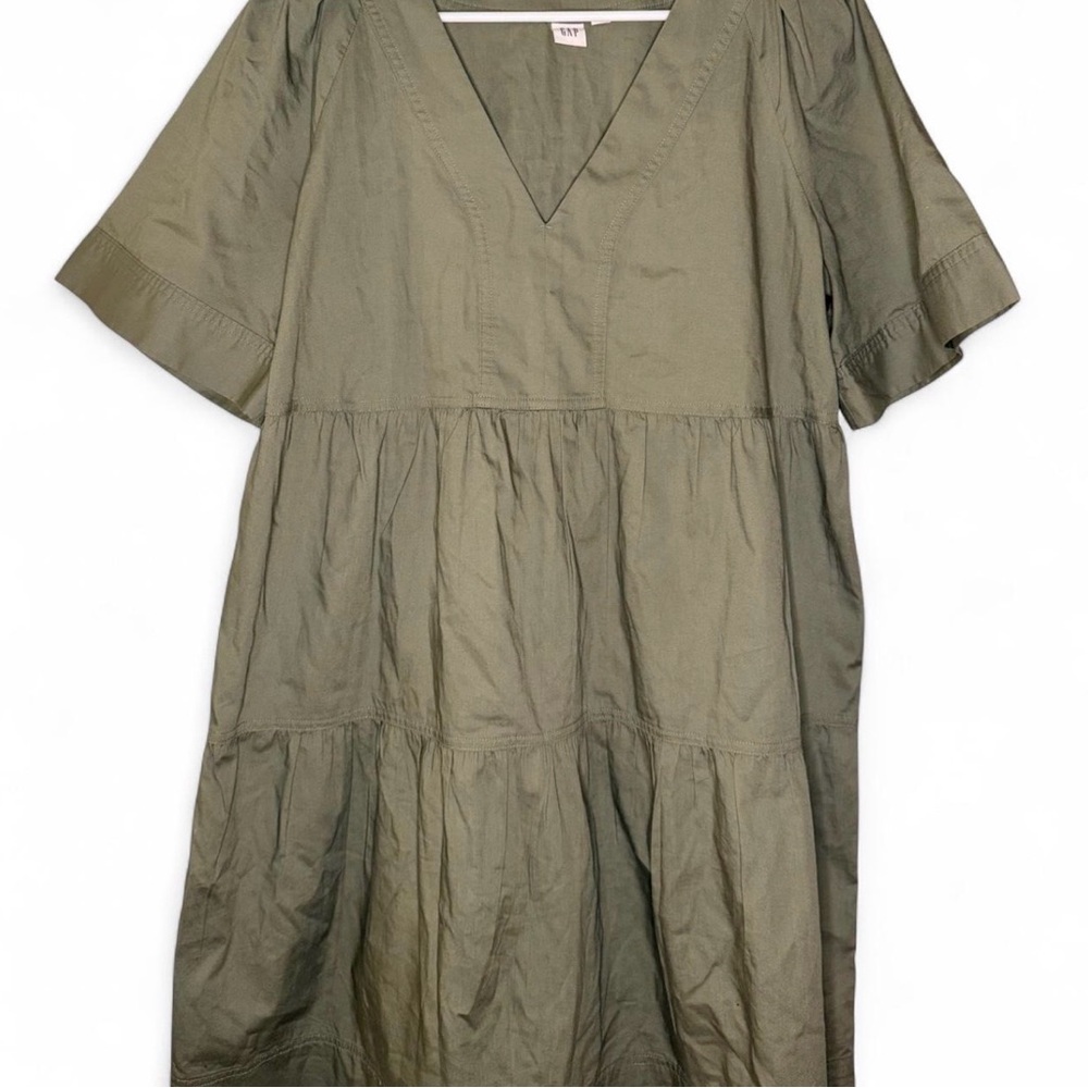 GAP Olive V-Neck Midi Dress